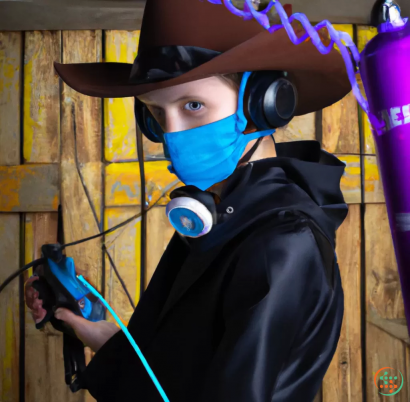 A boy wearing a hat and holding a toy gun