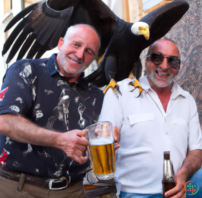 Two men holding beer glasses