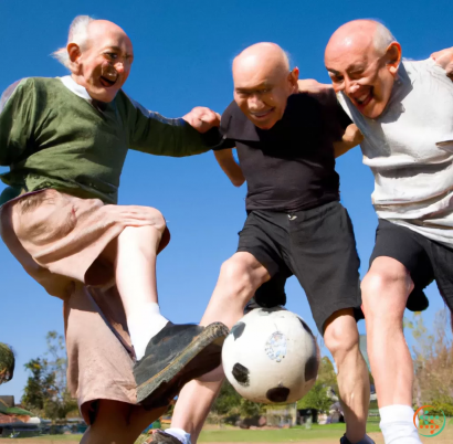 A group of men playing football