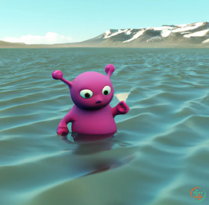 A pink toy in the water