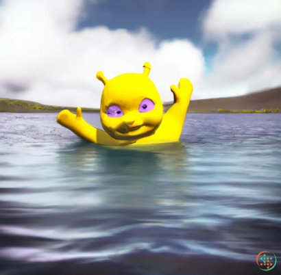 A yellow toy in water