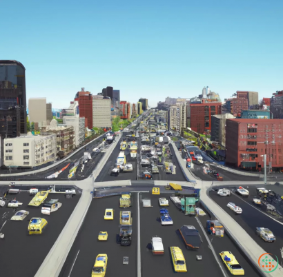 A busy freeway in a city