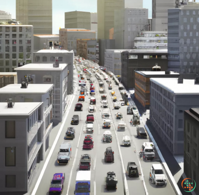 A busy street with cars