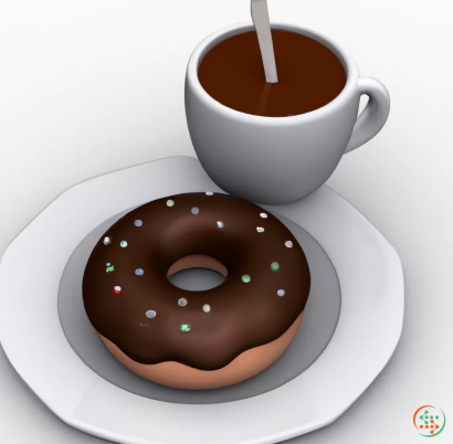 Icon - 3D rendering of coffee with donut