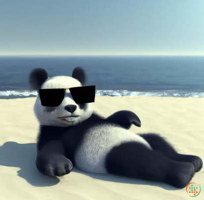 A stuffed panda bear on a beach