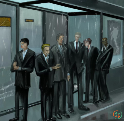 A group of men in suits standing on a train