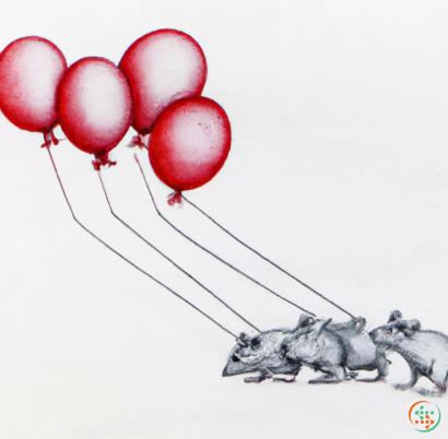 A pig with balloons attached to it