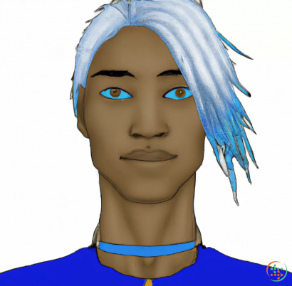 A person with blue hair