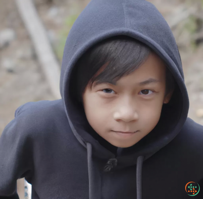 A boy wearing a hoodie