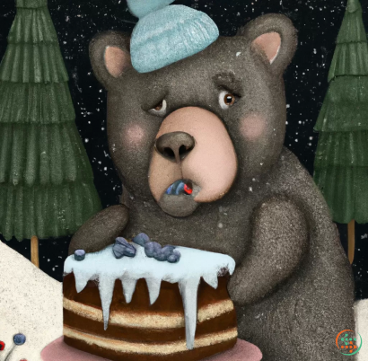 A bear with a birthday cake