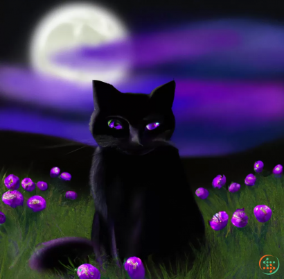 A black cat in grass