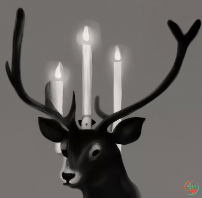 A deer with a group of candles
