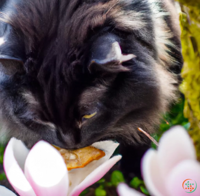 A black animal eating food