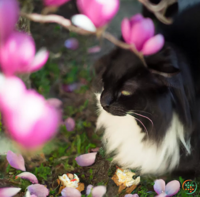 A cat sitting in a garden