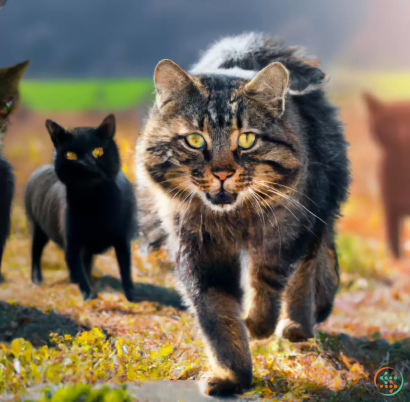 A group of cats walking