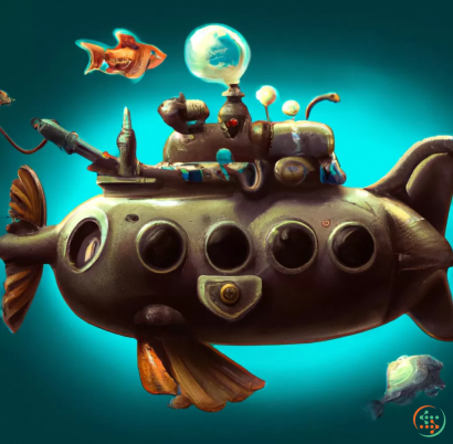 Icon - a cat submarine chimera, digital art