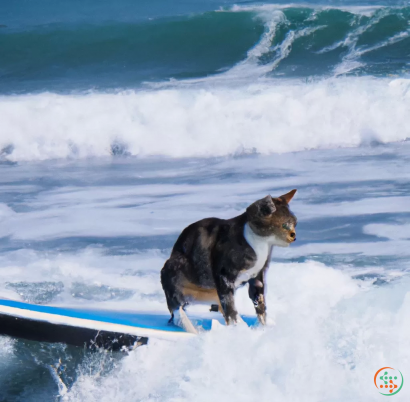 A dog riding a surfboard