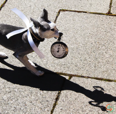 A dog with a frisbee in its mouth