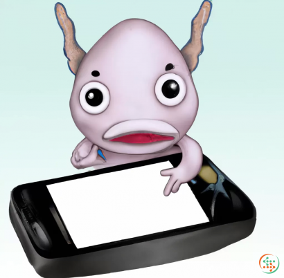 Shape - Photorealistic a cute axolote send a message on a smartphone