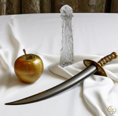 A knife and a apple on a plate