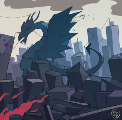 Diagram - a dragon destroying a city