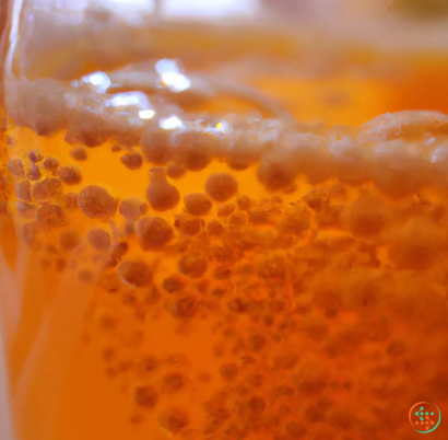 A close up of a glass of liquid