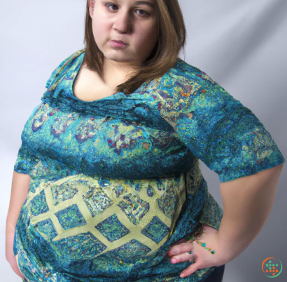 A woman wearing a colorful dress