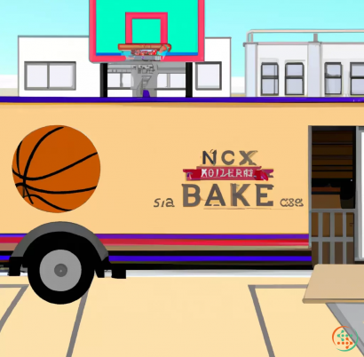 Diagram - A food truck called NBA Bar Truck with a bar outside and a basketball court in the back