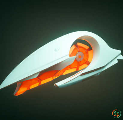 A spaceship with a flame