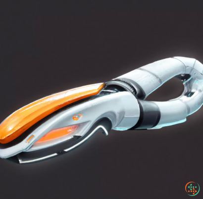 A silver and orange metal object