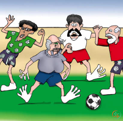 A group of people playing football