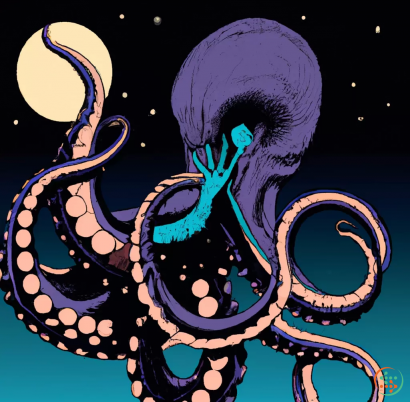 A blue and black octopus