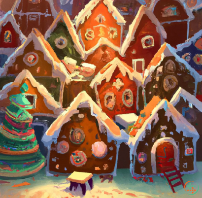 A group of gingerbread houses