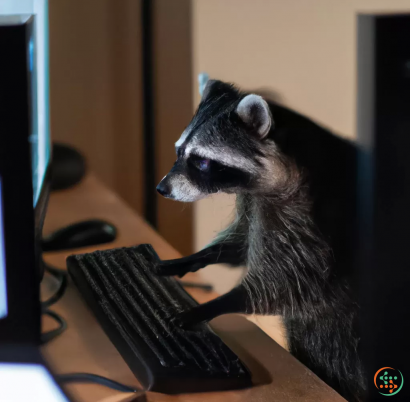 A raccoon sitting on a computer keyboard