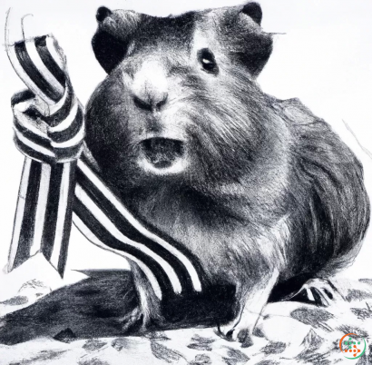 A raccoon with a striped tie