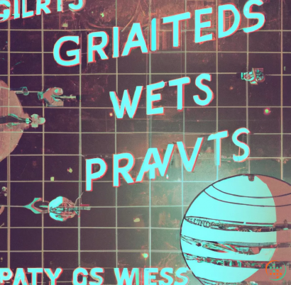 Text - A light colored poster of futuristic space battleship leaving planets and asteroids with caption "Gravity wells are for suckers" with a space-time grid in the background, Cyberpunk