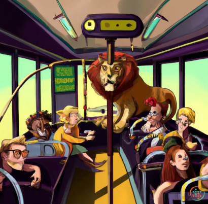 A group of people on a bus