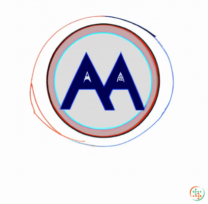 A blue and red logo