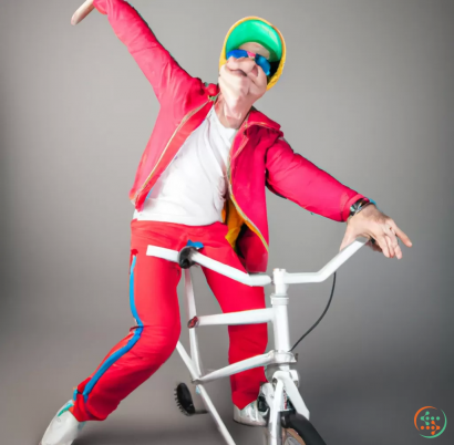 A person in a garment riding a bicycle