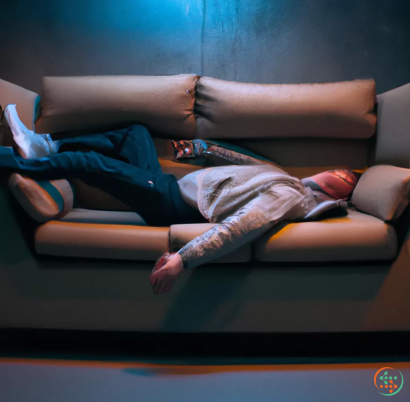 A person lying on a couch