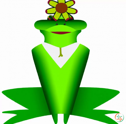 Icon - a man shape green frog wearing a flower