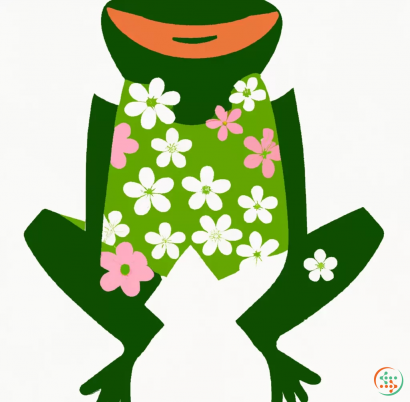 Icon - a man shape green frog wearing a flower