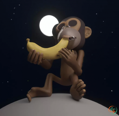 A monkey holding a banana