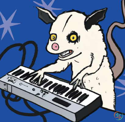 Logo - A opossum playing a synth