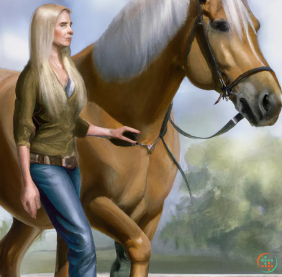 A woman touching a horse