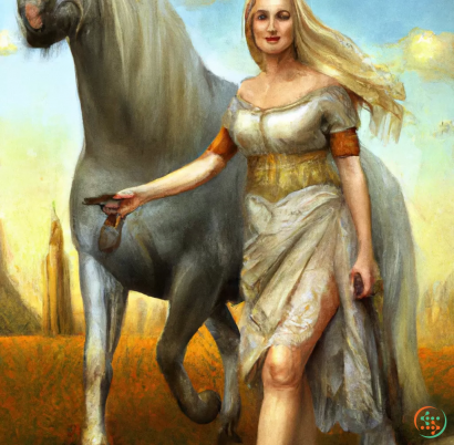 A person in a dress and a horse