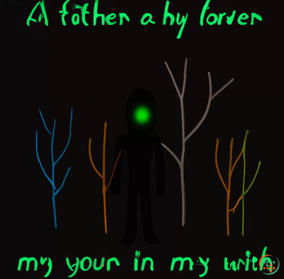 Diagram - A picture of a mysterious figure who likes to live in the dark and controls the lightning with trees of different colors and a little dim in color and in the middle of the picture there is this phrase in a