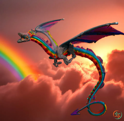 A colorful dragon flying in the sky