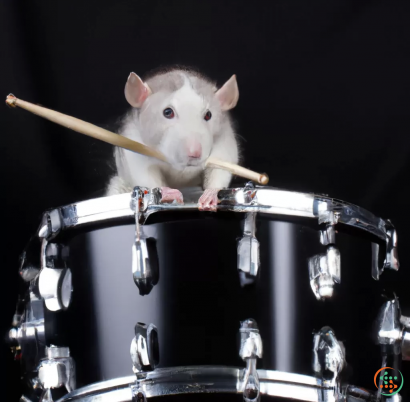 A white mouse on a drum