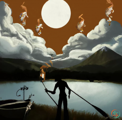 A person holding a sword and a fire and smoke in the background